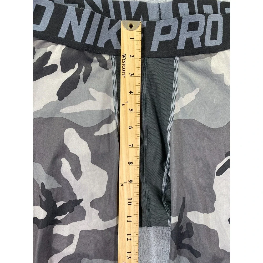 Nike Pro Gray Black Camo Compression Leggings Men's XL Dri Fit Workout Gym